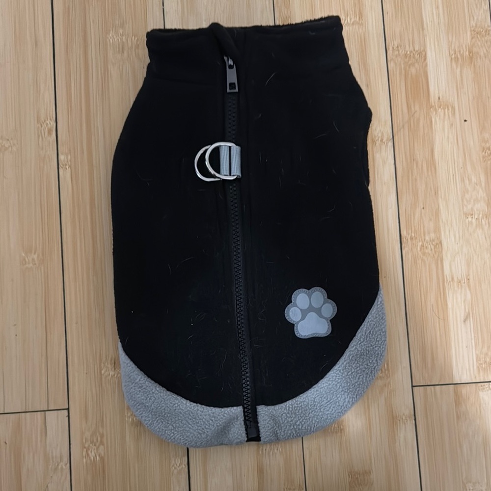 Black and Gray Dog Jacket with Paw Print